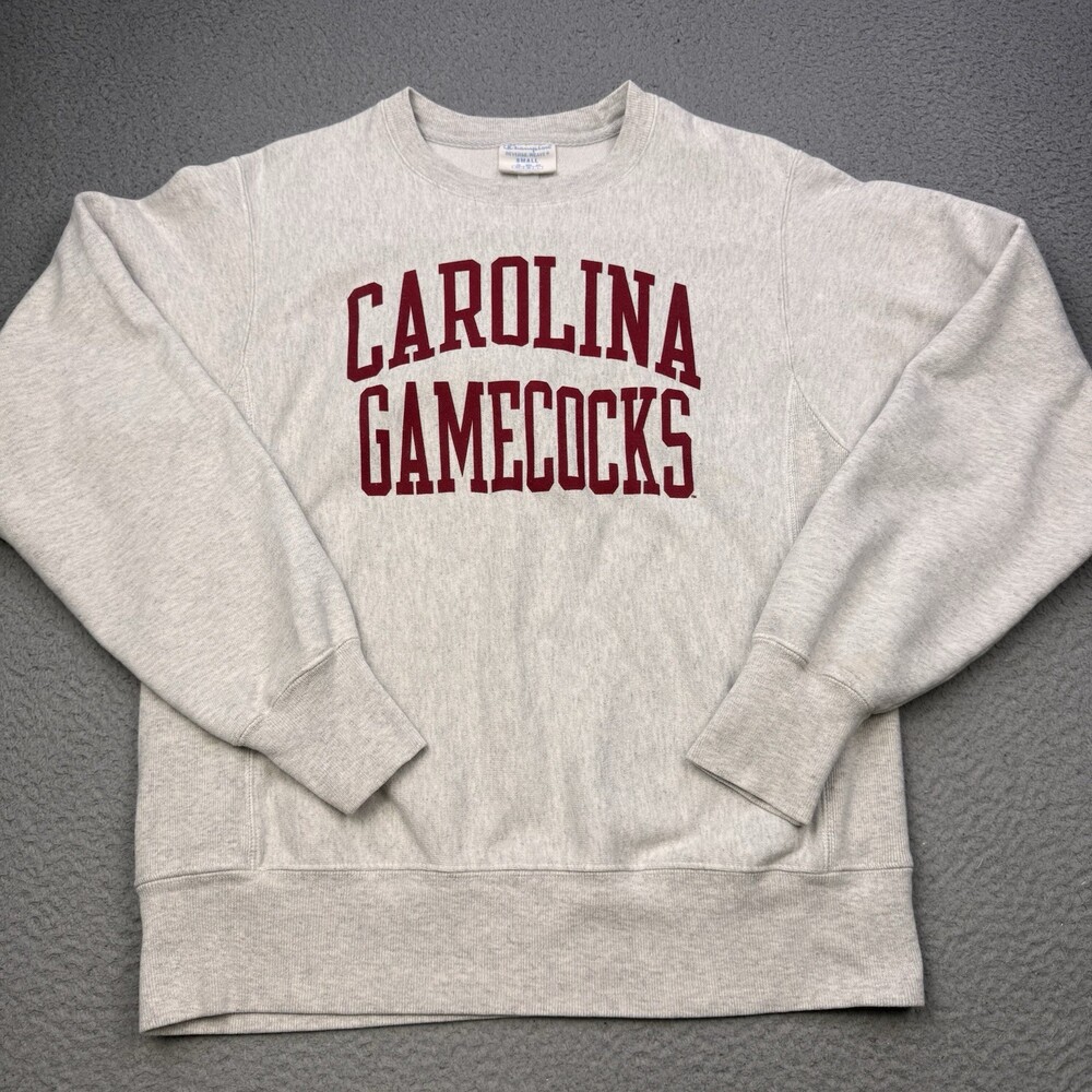 VINTAGE CAROLINA GAMECOCKS Sweater Mens Small Gray Champion Reverse Weave 90s